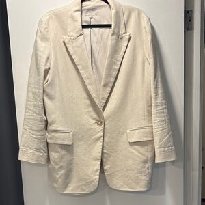 LOFT Cream Linen-Blend Jacket